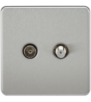 Knightsbridge Screwless TV & SAT TV Outlet (Isolated) (Brushed Chrome)